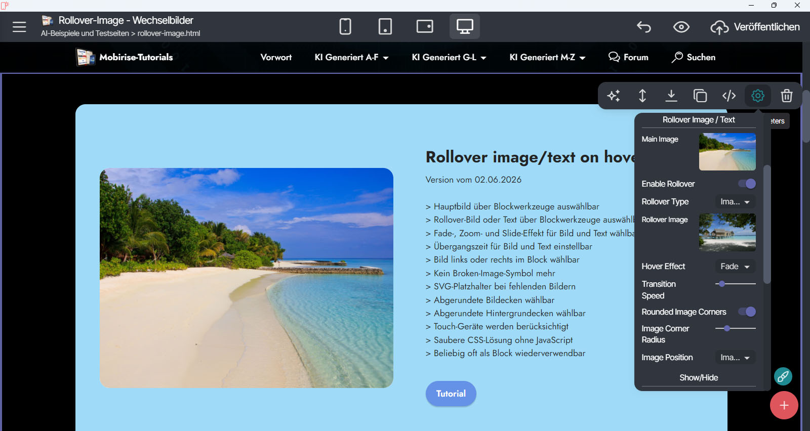 Rollover-Image-Werkzeuge