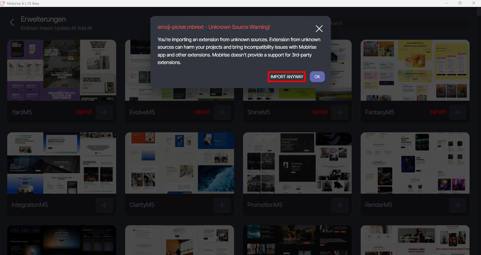 mbrext Datei importieren