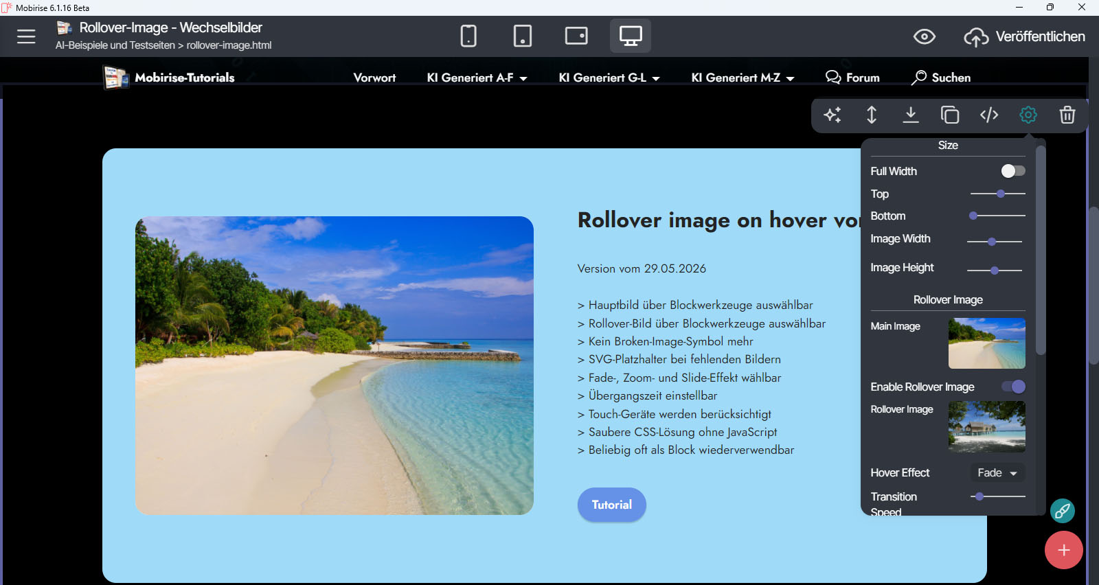 Rollover-Image-Werkzeuge