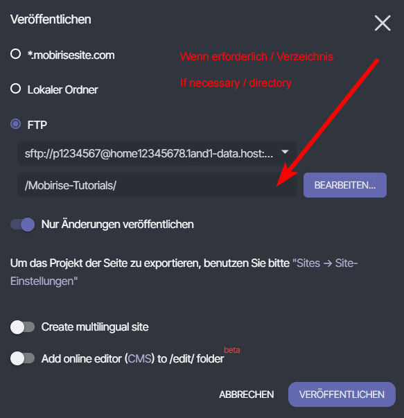 Entfernte Publizierung